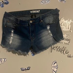 Distressed Women Blue Jeans Shorts